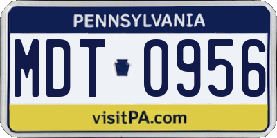 PA license plate MDT0956