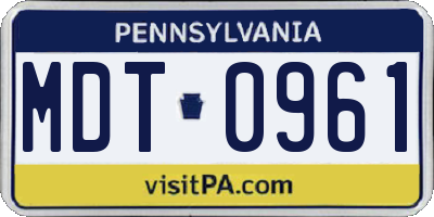 PA license plate MDT0961