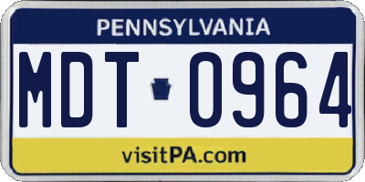 PA license plate MDT0964