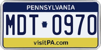 PA license plate MDT0970