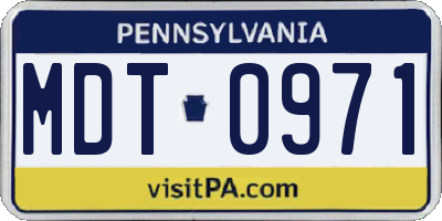 PA license plate MDT0971