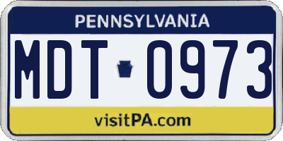 PA license plate MDT0973