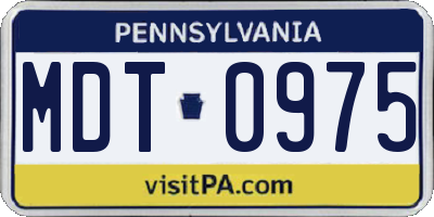 PA license plate MDT0975