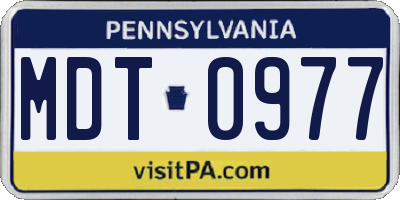 PA license plate MDT0977