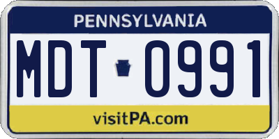 PA license plate MDT0991