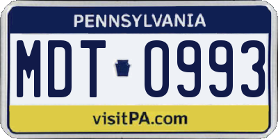 PA license plate MDT0993