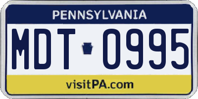 PA license plate MDT0995