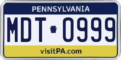 PA license plate MDT0999