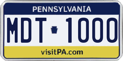 PA license plate MDT1000