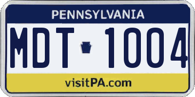 PA license plate MDT1004