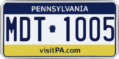 PA license plate MDT1005