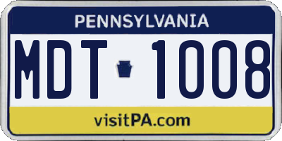 PA license plate MDT1008