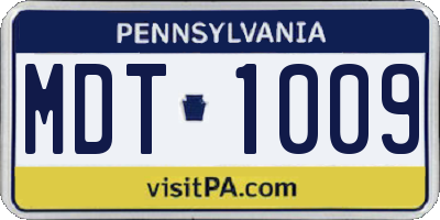 PA license plate MDT1009