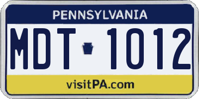 PA license plate MDT1012