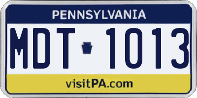 PA license plate MDT1013