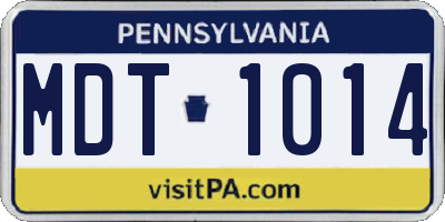 PA license plate MDT1014