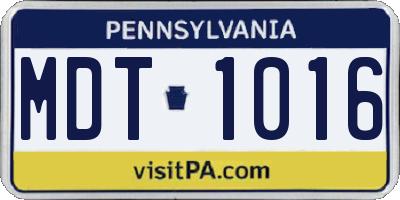 PA license plate MDT1016