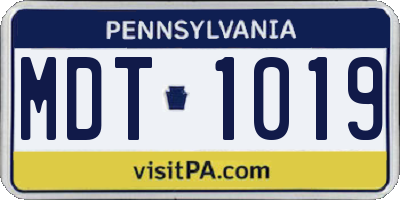 PA license plate MDT1019