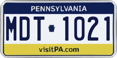 PA license plate MDT1021