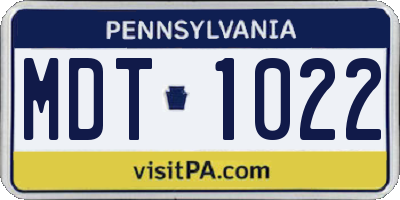 PA license plate MDT1022