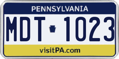 PA license plate MDT1023