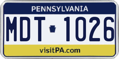 PA license plate MDT1026