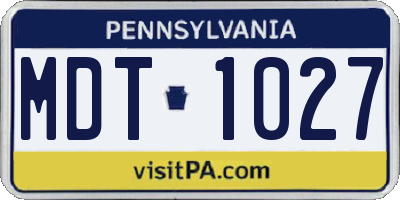 PA license plate MDT1027