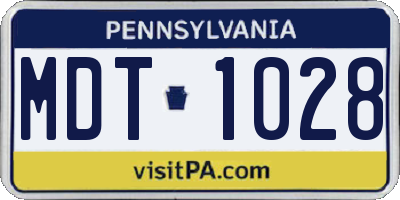 PA license plate MDT1028