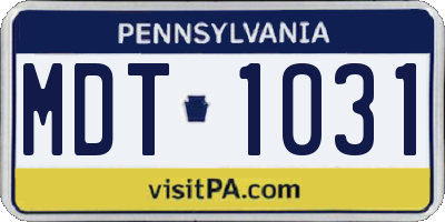 PA license plate MDT1031