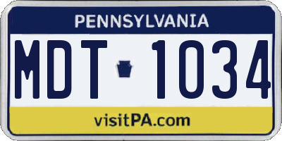 PA license plate MDT1034