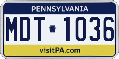 PA license plate MDT1036