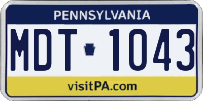 PA license plate MDT1043