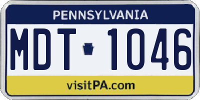PA license plate MDT1046
