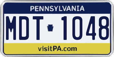 PA license plate MDT1048