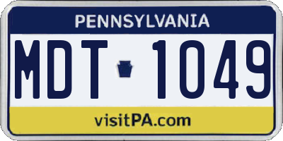PA license plate MDT1049