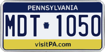 PA license plate MDT1050