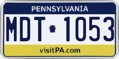 PA license plate MDT1053