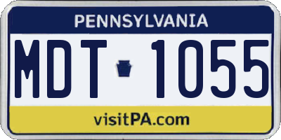PA license plate MDT1055