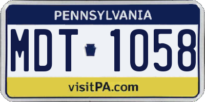 PA license plate MDT1058