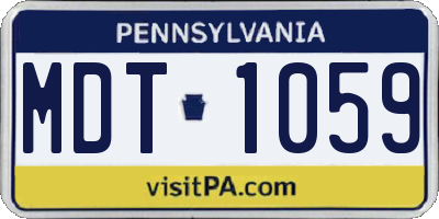 PA license plate MDT1059