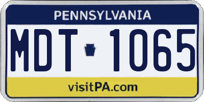 PA license plate MDT1065