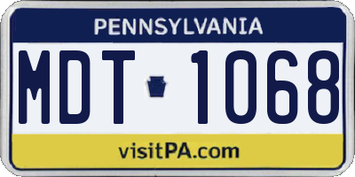 PA license plate MDT1068