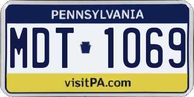 PA license plate MDT1069