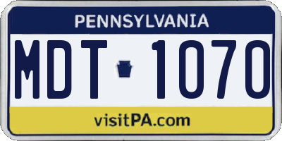 PA license plate MDT1070