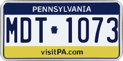 PA license plate MDT1073