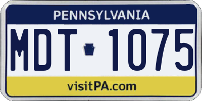 PA license plate MDT1075