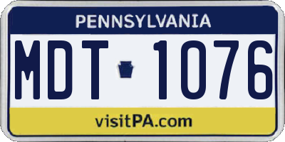 PA license plate MDT1076