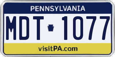 PA license plate MDT1077