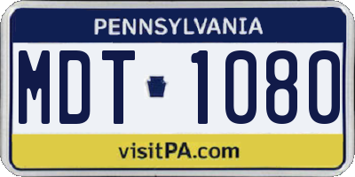 PA license plate MDT1080