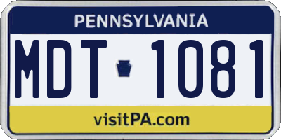PA license plate MDT1081
